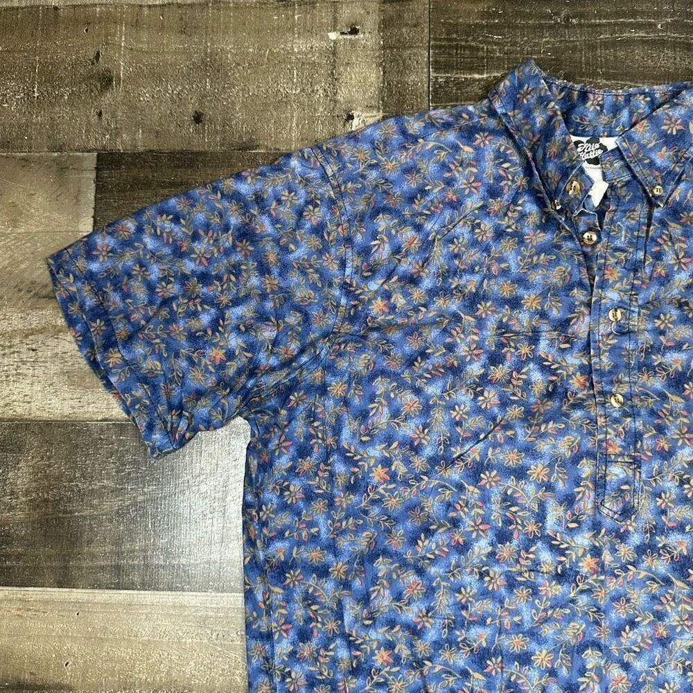 Hilo Hattie Men’s Size Large Casual Button Down Shirt Blue Floral Vintage Retro - Picture 7 of 7